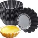 12 Piece Carbon Steel Tart Mould, Tart Mould, Muffin Mould, Egg Pie Mould, Non-Stick Reusable Baking Moulds for Cupcakes, Cakes, Desserts, Ice Cream