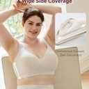 Momcozy Busty Nursing Bras, U.S.Cotton Wirefree Fixed Padded Maternity Bra, Full Coverage Adjustable Fit (Beige, XL)