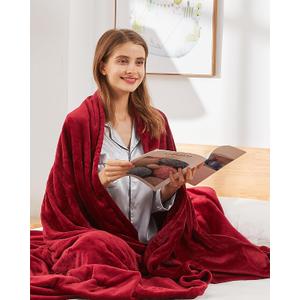 Electric Throw Blanket Heated Blanket, Super Soft Cozy Flannel Electric Blanket with 5 Heating Levels & 4 Hours Auto Off, Fast Heating Blanket with ETL & FCC Certification, 50" x 60", Cherry Red