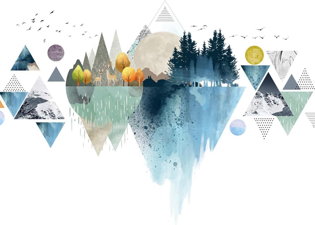 Mountain Decals for Walls Decals Peel and Stick Nature Arch Wall Decal Geometric Wall Stickers Forest Wall Mural or Living Room