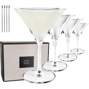 Martini Glasses, Set of 4-7oz - Handblown Premium Crystal Glass for Cockails, Martinis, Home Bar, Cosmos, Gimlet, Parties, Etc - Modern Classic Cocktail Glassware, Gift for Him/Her