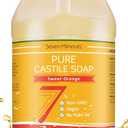 Seven Minerals Pure Castile Soap, Sweet Orange 64oz - No Palm Oil, GMO-Free - Gentle Liquid Soap For Sensitive Skin & Baby Wash - All Natural Vegan Formula with Organic Carrier Oils , 64 Fl Oz , Pack of 1