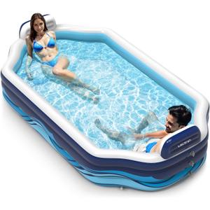 VISTOP Inflatable Pool for Kids & Adults | Oversized Thickened Large Swimming Pool with Seats and Backrests Family Summer Blow Up Water Pools - BPA-Free Backyard Water Park, Garden SPA Tub 120 inch