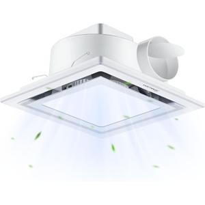Bathroom Exhaust Fan with Light 10" Ultra Quiet 1.0 Sones,1000LM, 5CCT, Exhaust Fan Mounting Opening 8"x8" in 110CFM Bathroom Fan with Light Ceiling Mount for Home, Bath, Office