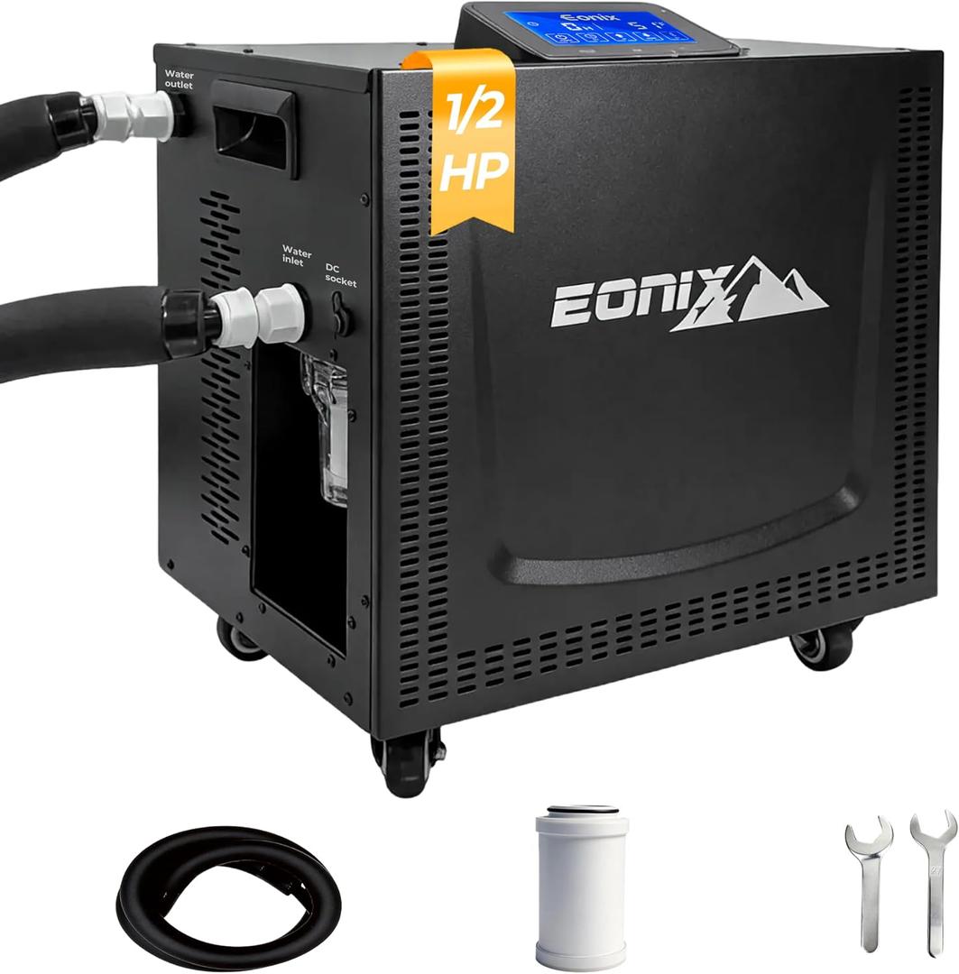 EONIX 1/2 HP Cold Plunge Chiller for Ice Bath Upgraded Faster Cooling to 42F, Built-in Filter & Pump, Insulated Hoses, Energy Saving & Low Noise for Home Athlete Recovery & Cold Water Therapy