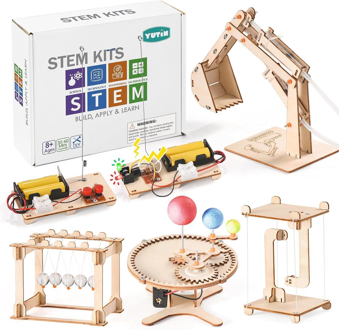 STEM Science Kits for Kids Ages 812 810, Wood Building Crafts Kits for Boys, STEM Toys for Ages 813 9 10 11 Year Old Gifts, Kids Science Engineering Experiment Projects, 3D Wooden Puzzles 1012
