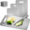 Katuchef Titanium Cutting Board - Upgraded 100% Pure Titanium Cutting Boards for Kitchen Non Toxic, Double Sided Food Grade Hygiene Non Moldy Dishwasher Safe Meat Fruit Metal Board (3PC S+L+XL)