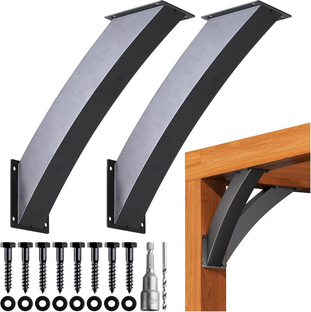 Heavy Duty 45 Degree Angle Support Bracket 4"×4" (Actual: 3.2"×3.2") Wood Beam Support Hardware Degree Post Bracket for Gazebos Pagola Porches 2Pcs