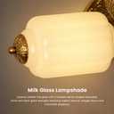 TIBAST Milk Glass Bathroom Vanity 2-Light White Wall Sconce, Vintage Brass
