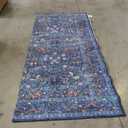 Dining Room Rugs for Under Table - 8x10 Washable Dark Blue Oriental Area Rug for Living Room, Low Pile Non-Slip Floor Carpet for Bedroom - Vintage Navy Design & Stain Resistance