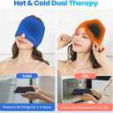 2 Pack Migraine Relief Cap, Reusable Headache Relief Cap with Hot & Cold Therapy, Soothing Headache Hat, Odorless Gel Ice Head Wrap for Tension, Stress, Sinus & Headache, Black&Pink