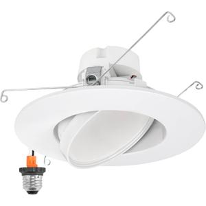 Maxxima 5 in. and 6 in. Rotatable LED Retrofit Downlight Gimbal, 1100 Lumens, 11 Watts, 5 CCT 2700K/3000K/3500K/4000K/5000K, Dimmable, Plastic White Trim