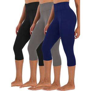 Women's High Waist Capri Leggings with Pockets Tummy Control Cropped Yoga Pants for Summer Fitness Workout Athletic (XL)