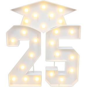 Cabilock Graduation Decorations 2025, 3 LED Marquee Letter Signs 2 5 Graduations Hat,2.3ft Led Light up Numbers and Grad Cap Sign for Kindergarten Preschool High School College