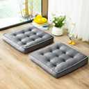 2 x 1 MIDDLE ONE Floor Pillow Set of 2, Memory Foam Meditation Cushion, Floor Cushions for Adults Sitting, Large Square Seat Cushions for Yoga, Living Room, 20x20 Inch (Grey)