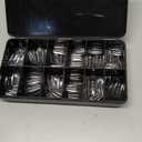 NOVO OVO French Tip Short Duck Nail Tips Press On 5 MIXED COLOR, Pre-designed Soft Gel Nail Extension, Pre-applied Tip Primer & Base Coat, Full Cover Acrylic False Nails for DIY x 12 Sizes 240 pcs