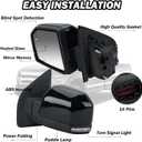 Left Driver Side Mirror Fits 2015-2020 Ford F150 Mirrors with Power Glass,Heated,Puddle Lights,Blind Spot Detection,Turn Signal,Memory,Power Folding,Without Camera Replace FO132052818 Pins)