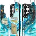 Shorogyt for Samsung Galaxy S26 Ultra Wallet Case - Cute Fashion Cyan Design with Card Holder Kickstand for Magnetic Clasp Back Flip Folio Leather Phone Cases for Women Girls Men