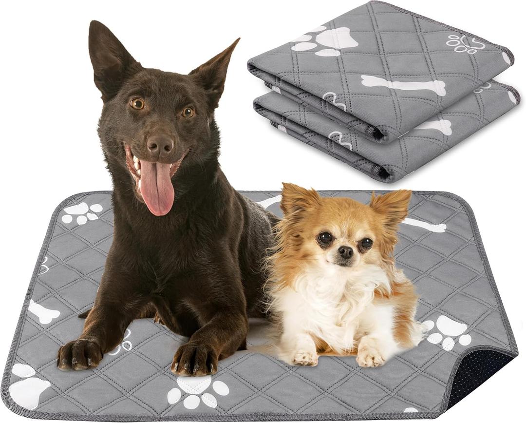 PatiencET Washable Pee Pads for Dogs, 18'' x 24" Reusable Puppy Pads with Super Absorbent for Pet Training, Housebreaking and Incontinence, 2 Pack Puppy Potty Pads with Waterproof Bottom
