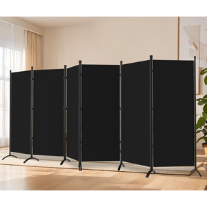 Room Divider-Folding Privacy Screens, 6 ft Partition Room Dividers Wall for Separation, Home, Office, Classroom, Studio (Black, 6 Panel)