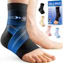 Flat Knitting Ankle Brace For Women&Men, 7-Zone Dynamic Compression Sleeve w/Flex Strap,Foot Support For Sports, Sprained Ankle, Achilles Tendonitis, Plantar Fasciitis Relief(Pack of1)M, Black