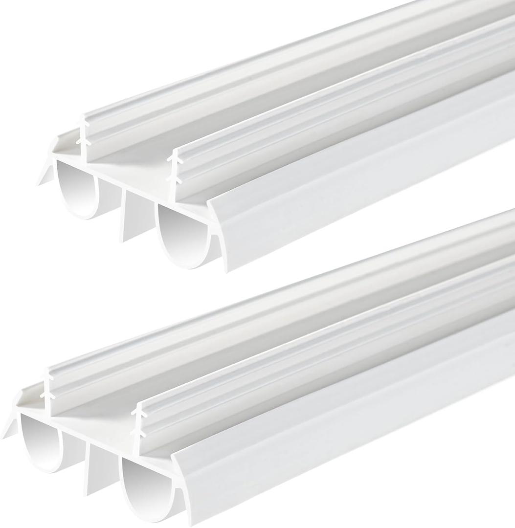 2 Pcs 36" Double Bubble Kerf Door Sweep, 1-3/4" Wide Weatherstrip Seal for Exterior Doors, Draft Stopper for Energy Saving, Windproof & Dustproof Door Bottom Seal