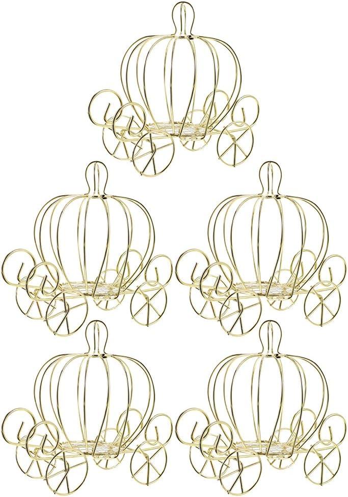 Pumpkin Carriage Candy Box, 5Pcs Halloween Pumpkin Candy Holder Princess Carriage Centerpiece Tabletop Decoration for Halloween Thanksgiving Wedding Party