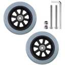 Risbay 5 Inch Rubber Wheelchair Replacement Front Wheels, 2 Pcs Replacement Wheelchair Front Wheels with Screw Accessories for Wheelchairs, Rollators, Walkers (Black and Gray)