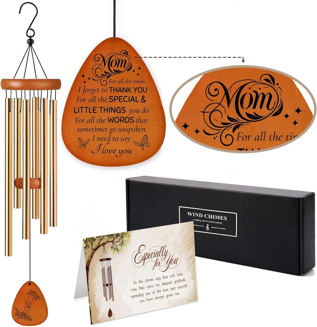 Wind Chimes for Mom Birthday Gifts from Daughter, Son for Mom Outdoor Gifts Garden/Patio Decor - Christmas Mother Daughter Gift, 28 Inches Mother Wind Chimes for Outside, Yard