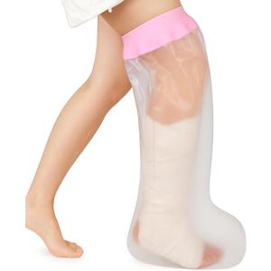 mosago Waterproof Cast Covers for Shower Leg, Soft Comfortable full Leg Protector for Shower Adult, Keep Wound/Bandage Dry Bath, Broken Legs/Knee/Foot/Ankle, Reusable Wound Care Supplies (Pink)