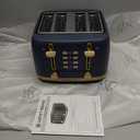 West Bend Timeless 4-Slice Toaster with 7 Browning Levels, Bagel/Waffle/Defrost Settings, High-Lift Lever, Anti-Jam, Easy-Clean Crumb Tray, 4-Slice, Blue/Gold