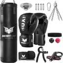 Punching Bag for Adults, 4ft Heavy Boxing Bag Set with 12 OZ Gloves for MMA Karate Kickboxing Boxing - Unfilled (1.Black)