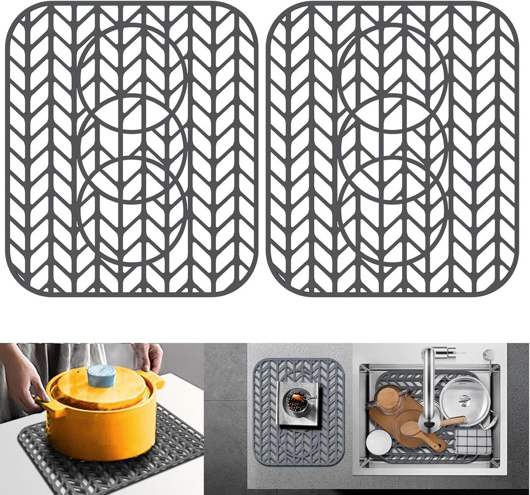 Sink Protectors for Kitchen Sink 12" 13" 16" 18" 19" 24" 26" 28" 29" 30" Silicone Sink mat| Silicone Kitchen Sink Mat for Bottom of Farmhouse(13.58"x 11.6"x2 Gray)