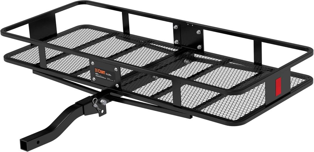 CURT 18153 60 x 24-Inch Basket Hitch Cargo Carrier, 500 lbs Capacity, Black Steel, 2-In Folding Shank