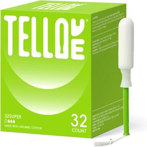 Tampons with 100% Organic Cotton Core - 32 Count(32 Super Tampons), Featuring 360 Comfort-Expand Technology with BPA-Free Applicator, Leak-Proof for 8 Hours, Comfort-Fit for Sensitive Skin