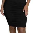 HBQ Women's Sleeveless Ruched Bodycon Midi Dress Stretch Crew Neck Fitted Tank Dress Casual Party Club Wear (M)
