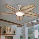PHORUS 62" Large Waterproof Outdoor Palm Leaf Ceiling Fans with Lights and Remote,Wet Rated Tropical Ceiling Fans Light for Patios Porch Gazebo Pergola,6 Speeds Reversible