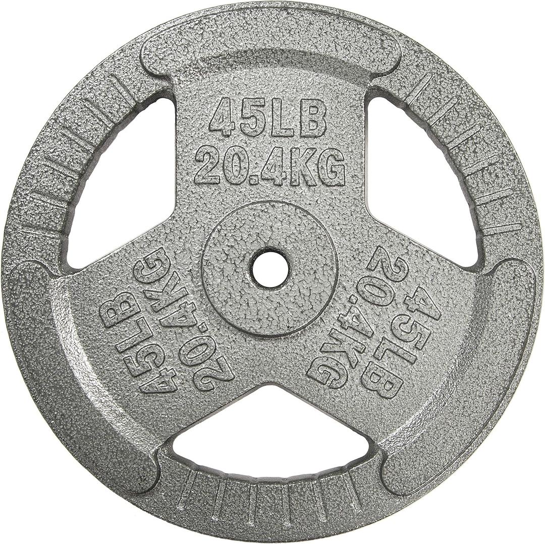 Cast Iron Plate Weight Plate for Strength Training and Weightlifting, Olympic or Standard, Multiple Sizes (Standard (1-Inch Center))