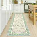 LIVEBOX Washable Kitchen Runner Rug 2x6- Boho Low-Pile Long Entryway Rugs for Hallway Bedroom, Non-Slip Soft Carpet Runner Throw Rug for Bathroom Laundry Room, Light Green