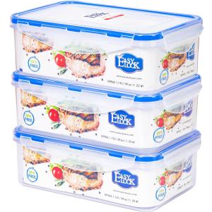 KIGI Food Storage Containers with Airtight Lids, Plastic Reusable Meal Prep Containers Set for Lunch, Leftovers, Fridge, Pantry, Kitchen, Easy-open, Microwave & Freezer Safe (3 PACK 38.9Oz)