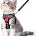 NCMAMA Cat Harness and Leash Set for Walking Escape Proof, Soft Adjustable Kitten Harness Breathable Mesh with Reflective Strips Harness for Kitty Puppy Bunny (Black, Large)