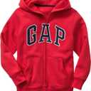 GAP boys Logo Hoodie Hooded Full Zip Sweatshirt (Small, Pure Red)