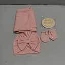 AQOKKA Newborn Receiving Blanket with Bow Hat Mittens Wooden Card Set Wheat-Pattern Newborns Toddler Baby Boy Girl Nursery Swaddle Wrap
