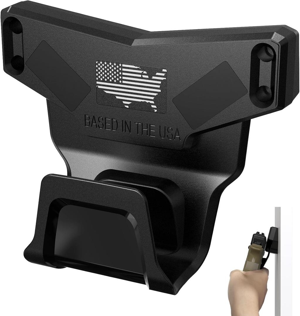 Magnetic Gun Mount for Car & Truck - Gun Holder for Pistol, Shotgun & Revolver, Up to 15 LBS with Trigger Guard Protection, Conceal in Desks, Safes & Walls (1 PACK)