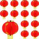Funtery Funtery 12 Pcs Chinese New Year Lantern 10 Inch Fabric Red Cloth Lanterns Traditional Spring Festival Lanterns Hanging Decoration for Chinese Spring Festival Celebration Wedding Party