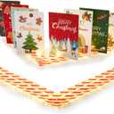 2025 Upgrated Lighted Christmas Card Display Stand Clear Acrylic Holiday Greeting Card Holder Organizer Holds up to 30 Cards Postcards Photos for Xmas Birthday Tabletop Desk Decor