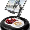 Tablet Pillow Stand with Storage Liner - Leatherette, Stable Support for 6.1-15.6 Inch Devices, Waterproof & Foldable for Sofa/Bed/Floor, Fit Thickness Case for iPad Pro/Air/Mini, Galaxy Tab