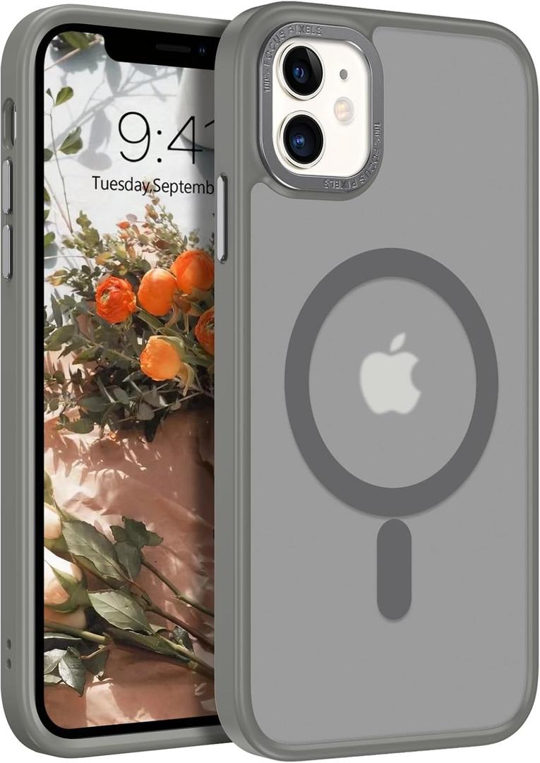 BENTOBEN for iPhone 11 Phone Case, Phone Case iPhone 11 Magnetic Case [Compatible with Mag Safe] Translucent Matte Slim Shockproof Anti-Fingerprint Protective Cover for iPhone 11 6.1 Grey