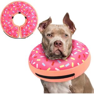 Supet Inflatable Dog Cone Alternative - Soft Cone Collar for Recovery & Surgery, Small to Large Dogs (XXL(Neck 18"-23"), Donut Pink)