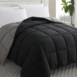 Cosybay Down Alternative Comforter (Black/Grey, Queen) - All Season Soft Quilted Queen Size Bed Comforter - Duvet Insert with Corner Tabs -Winter Summer Warm Fluffy, 88x92inches